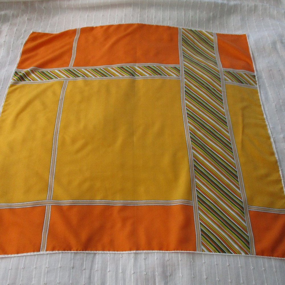 1970s yellow & orange striped scarf - Picture 3 of 7